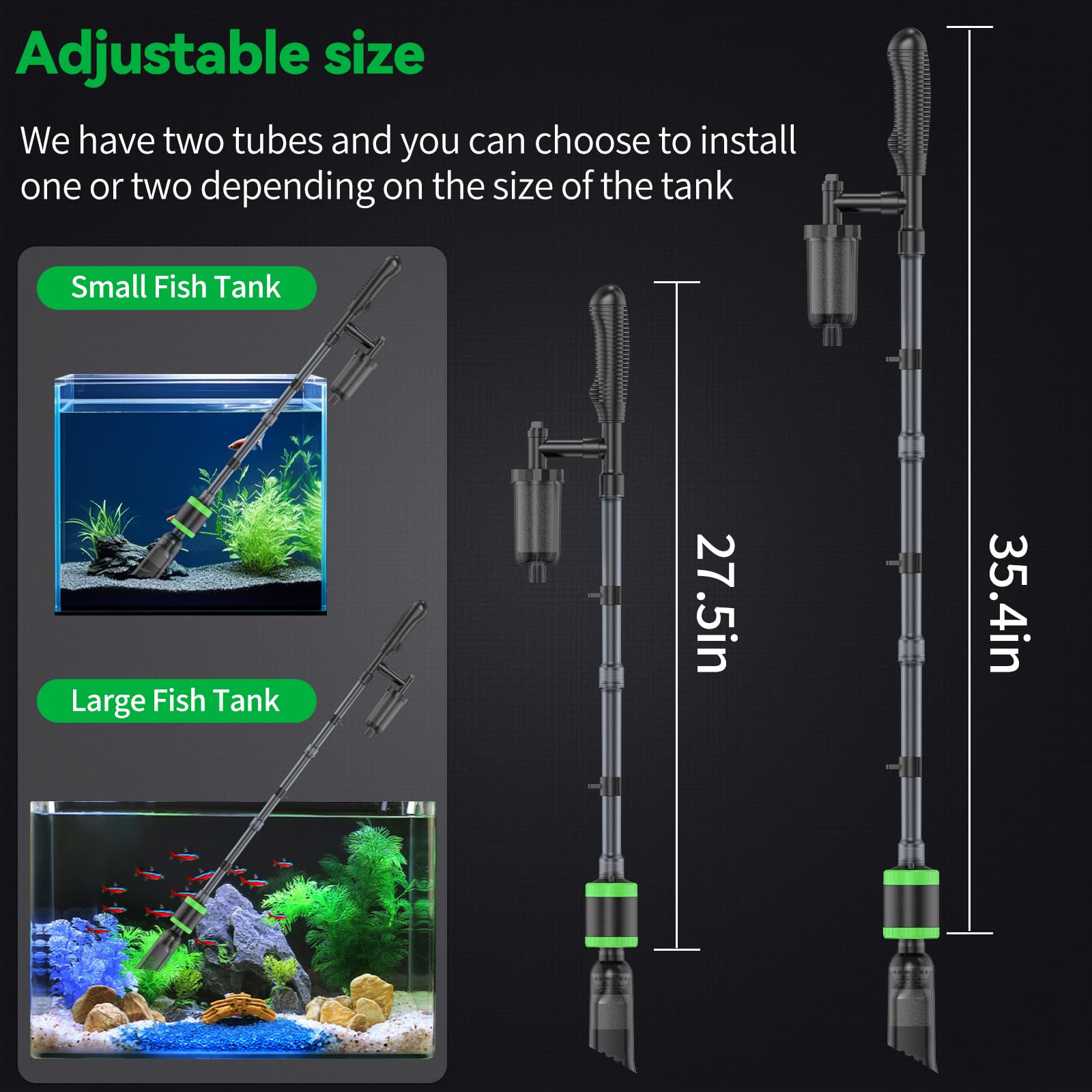 SYSENCIAGA 15W/450GPH Aquarium Gravel Vacuum – 6-in-1 Electric